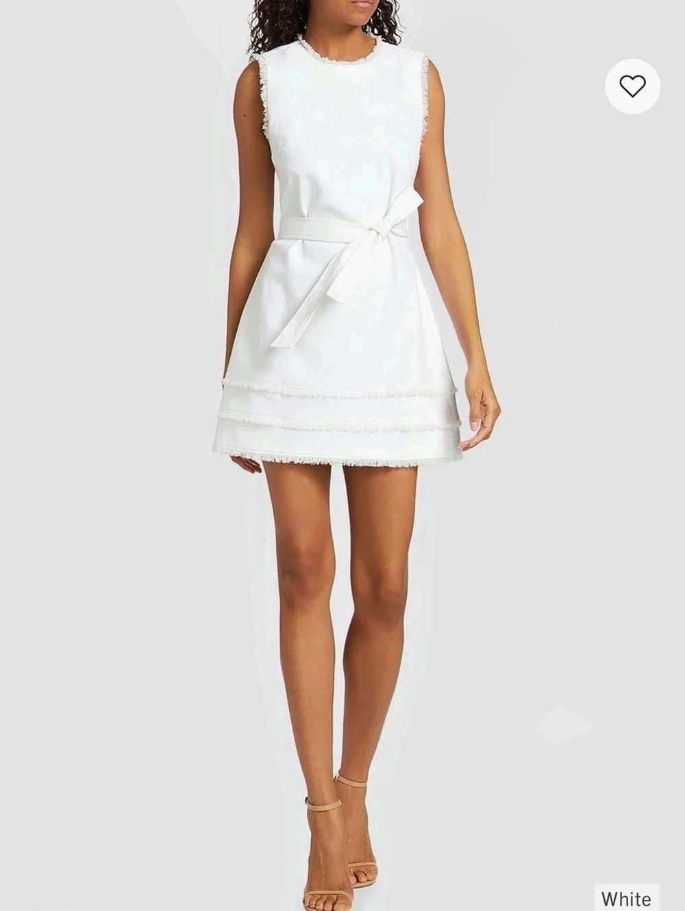 Cinq a Sept White Denim Belted Mini Dress